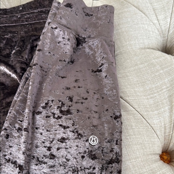 Lululemon Crushed Velvet Leggings in Brown and Gray joggers - Picture 2 of 5